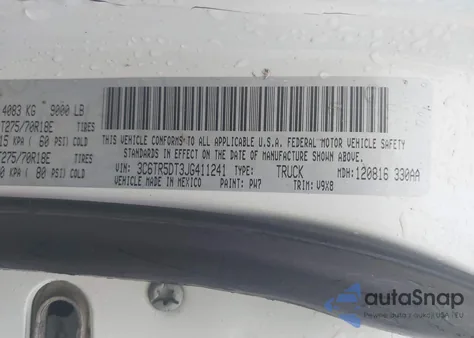 2018 Ram 2500 Slt 4X4 6'4 Box из США, поврежденный, VIN 3C6TR5DT3JG411241